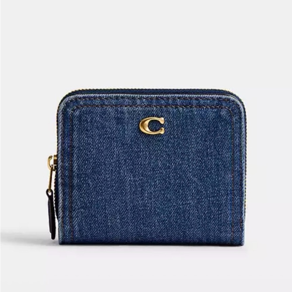 Coach Blue Denim Wallet with Gold Detail